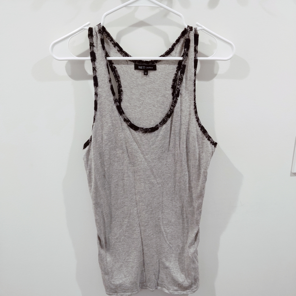 Gray Tank Top with Black Trim